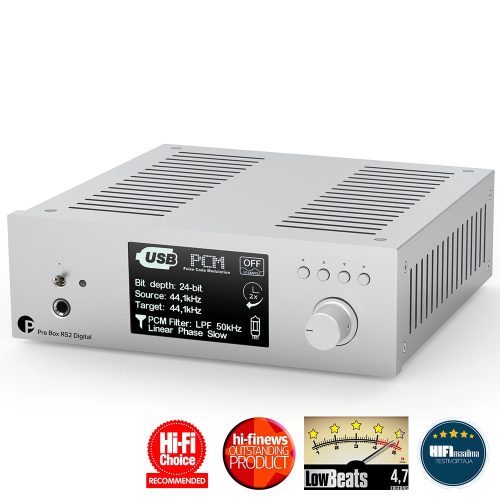 Pro-Ject Pre Box RS2 Digital - high end DAC, előerősítő és fejhallgató erősítő /ezüst/